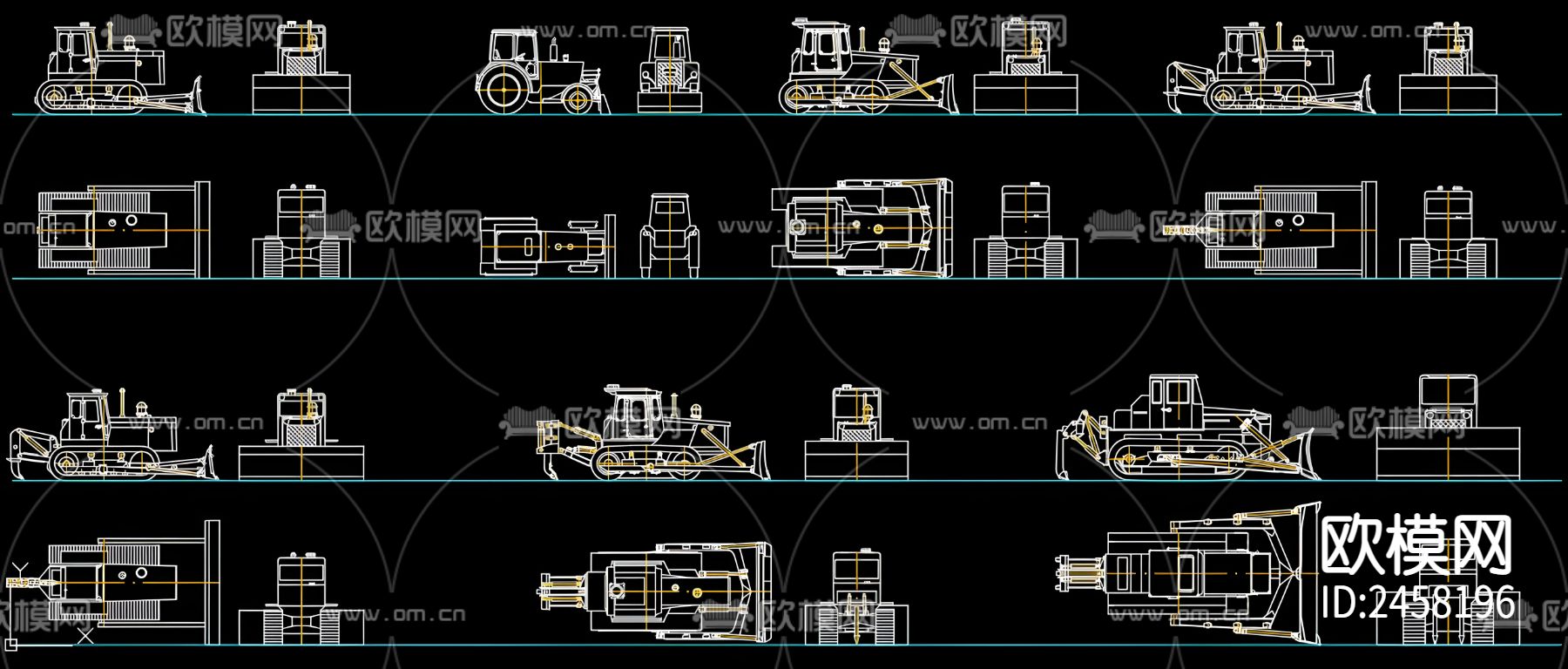 推土机CAD图库下载（渲染图3）