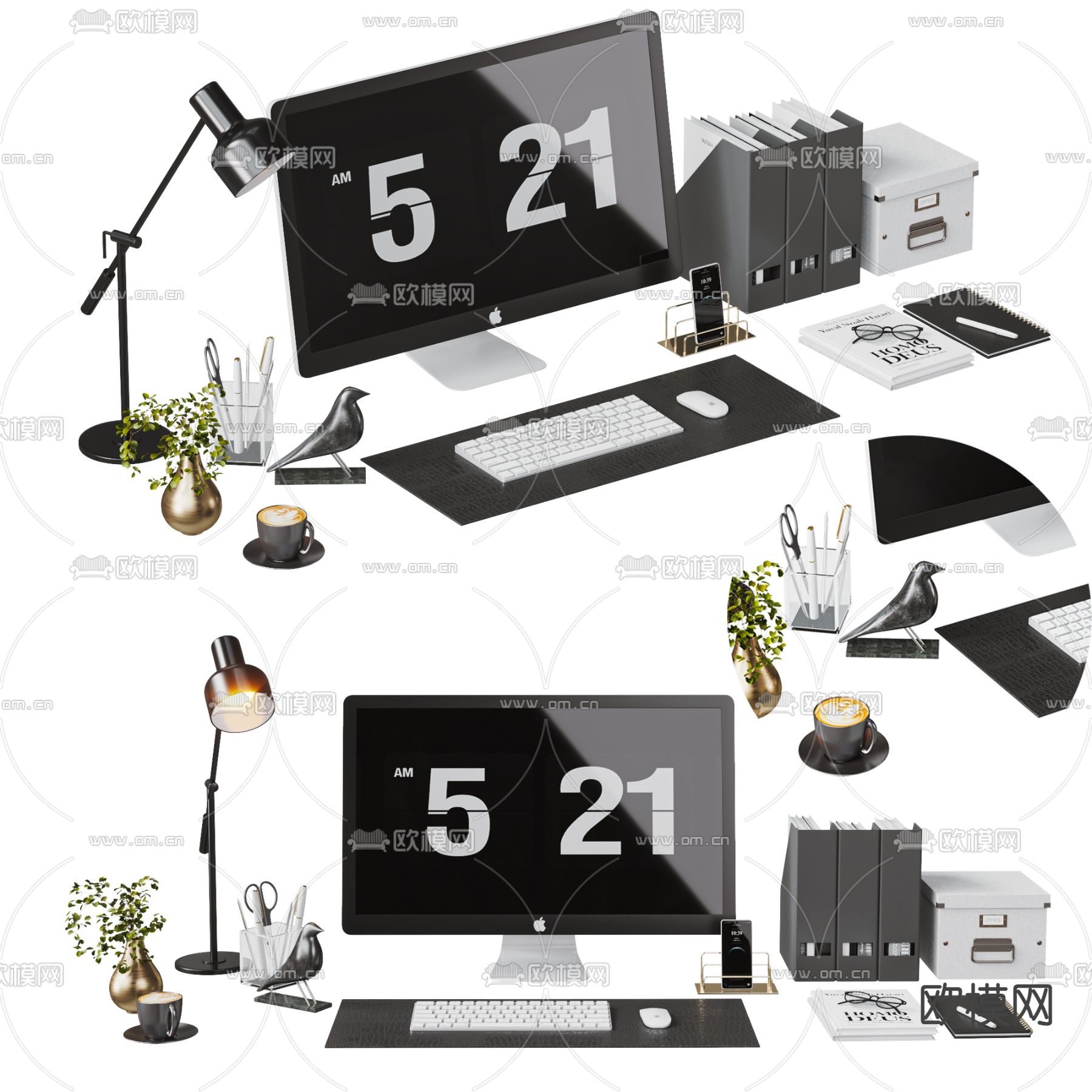 现代电脑办公用品3d模型下载（渲染图1）