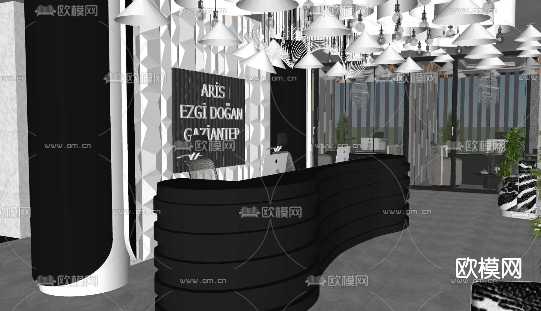 高级灰美容院su模型下载（渲染图7）