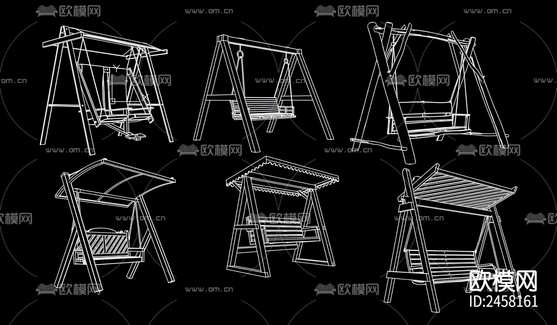 户外秋千CAD图库下载（渲染图1）
