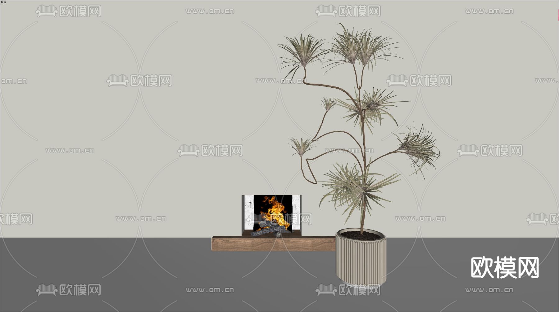 侘寂风绿植盆栽 盆景su模型下载（渲染图2）