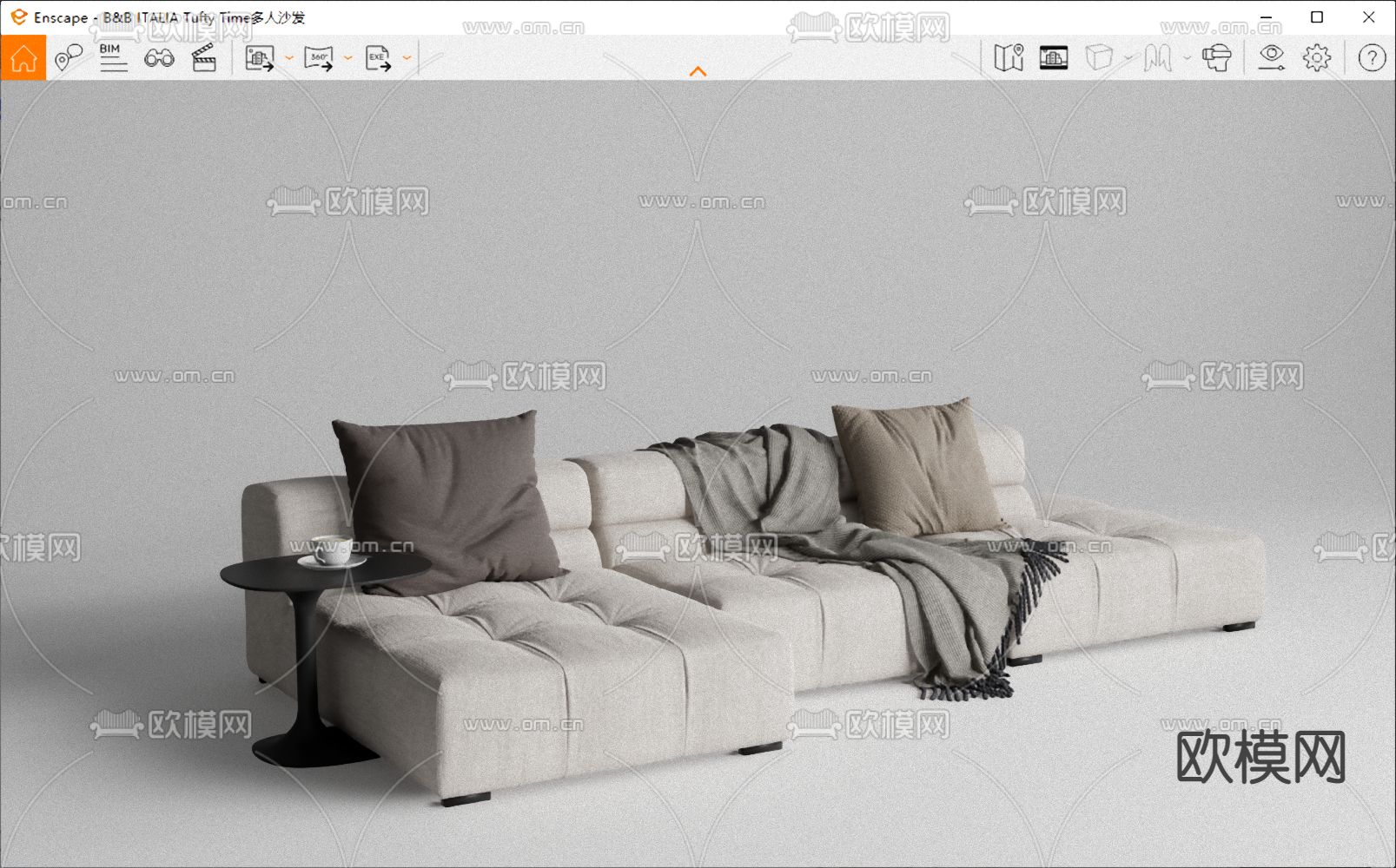 B&B ITALIA Tufty Time 软体沙发su模型下载（渲染图4）