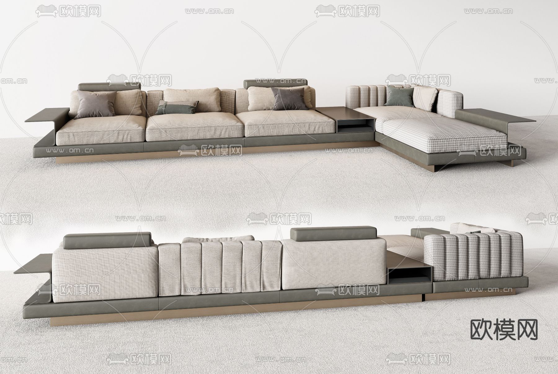 米洛提Minotti 转角沙发3d模型下载（渲染图1）