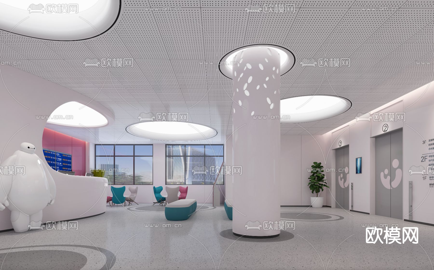 医院妇女保健护士站3d模型下载（渲染图2）