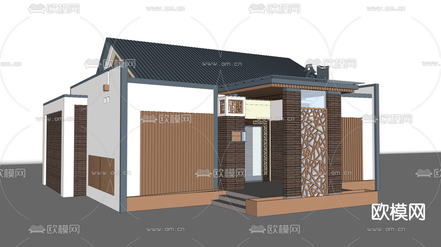 新中式公共卫生间建筑su模型