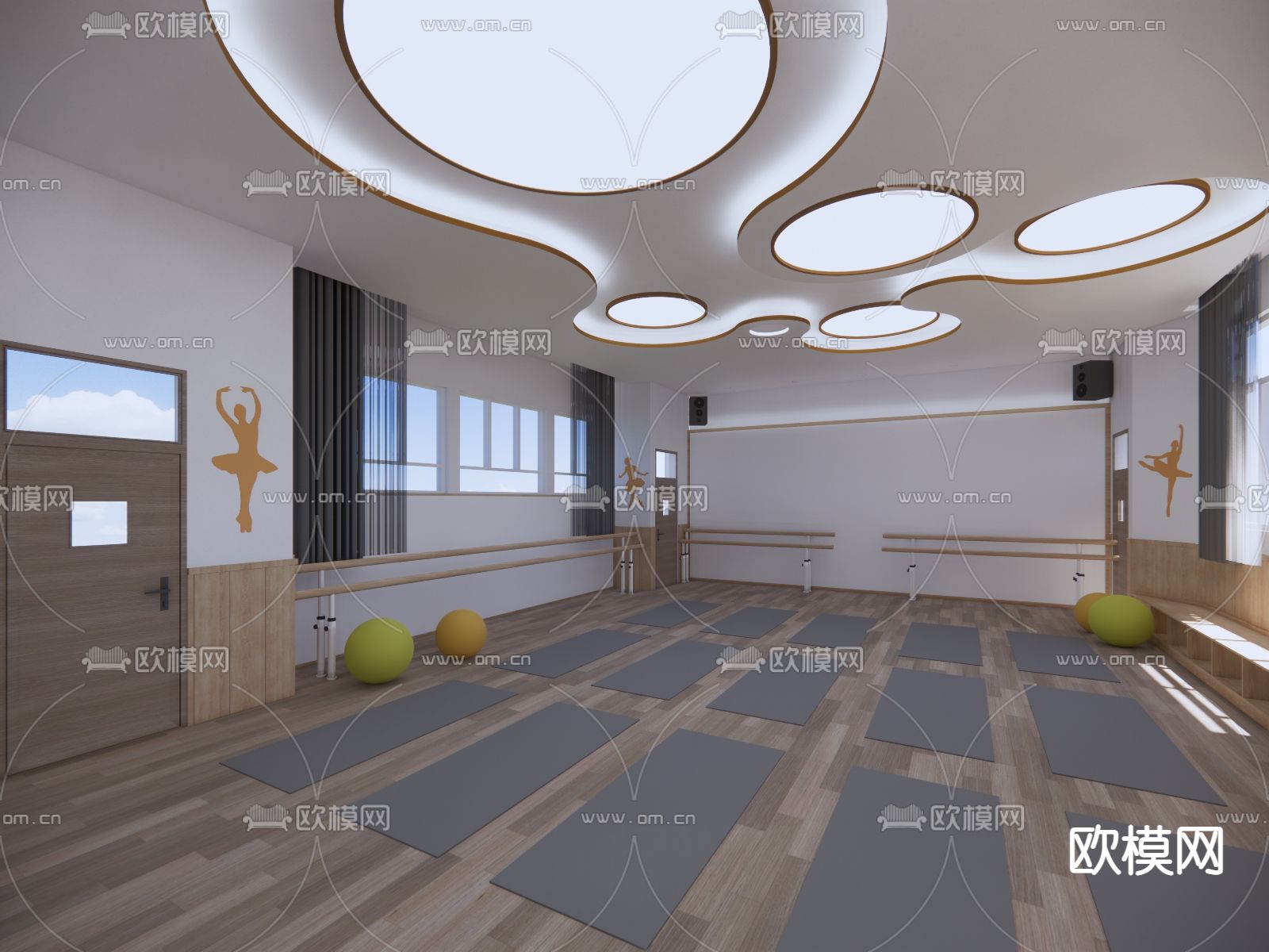 舞蹈室 训练室su模型下载（渲染图1）