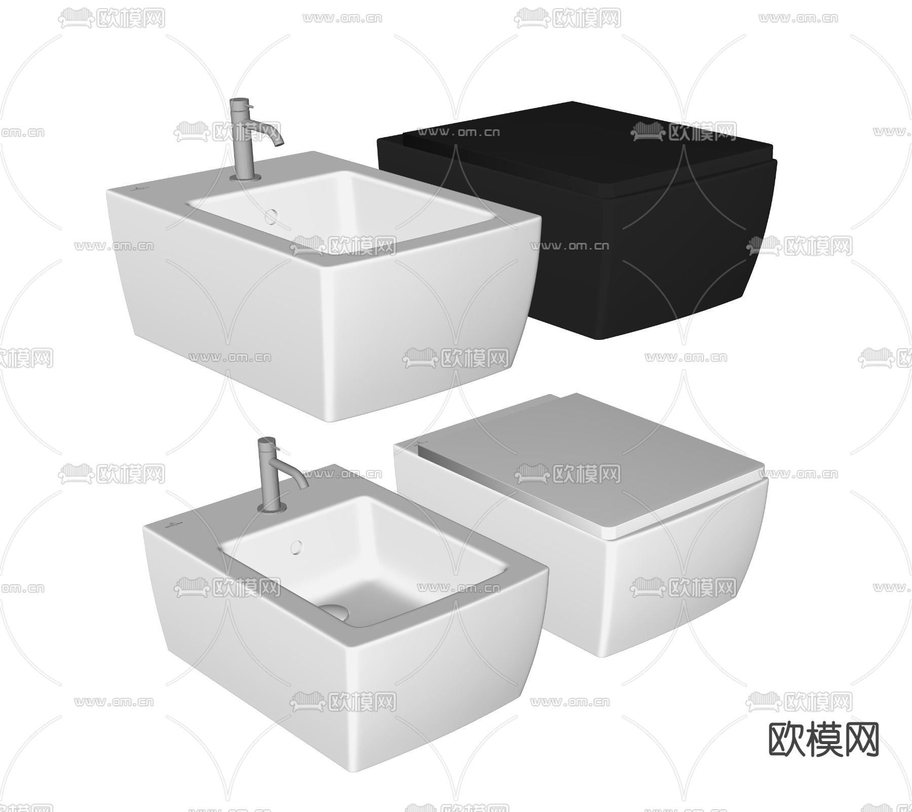 现代壁挂马桶 便器su模型