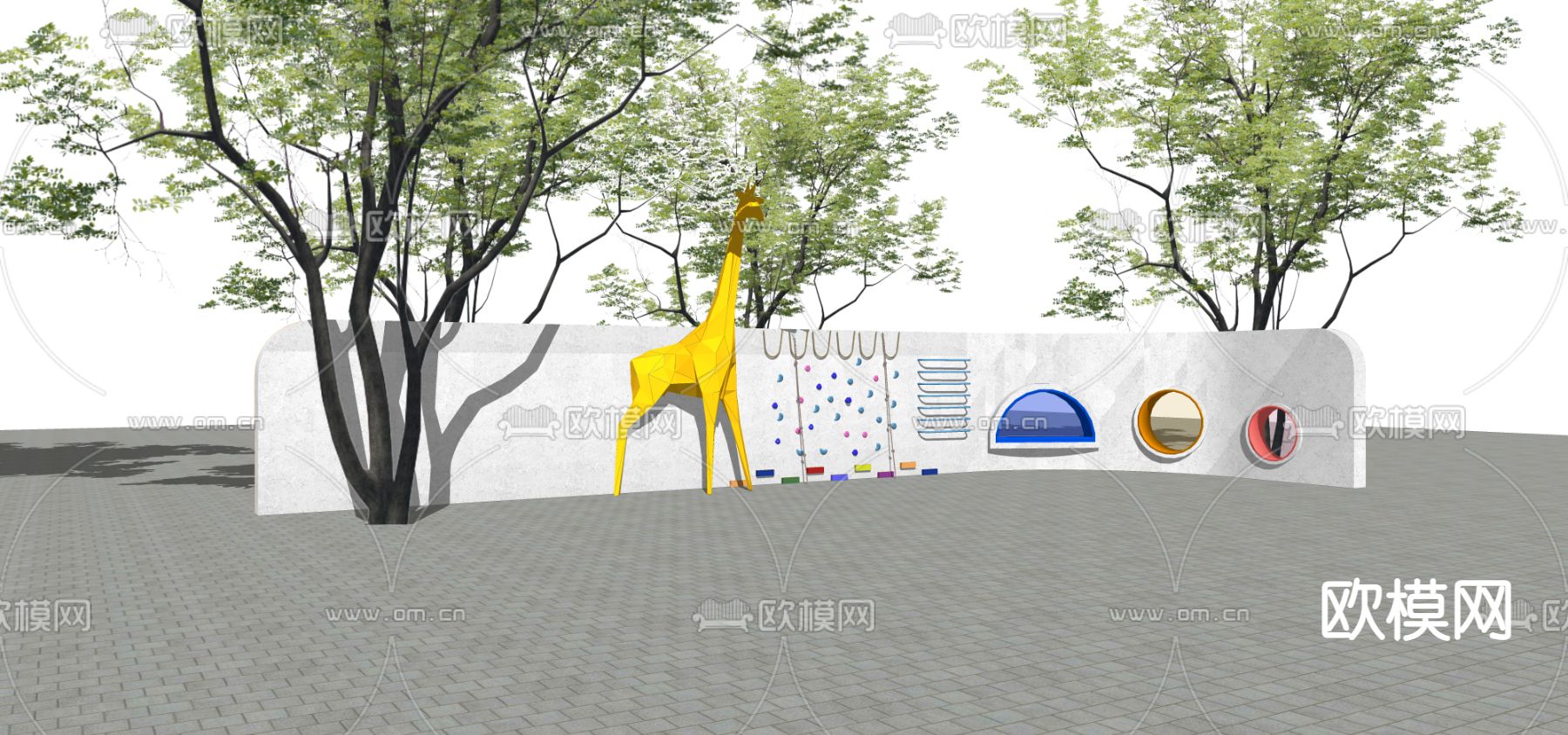 儿童互动景墙su模型下载（渲染图3）