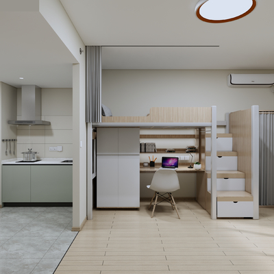  现代单身公寓su模型 