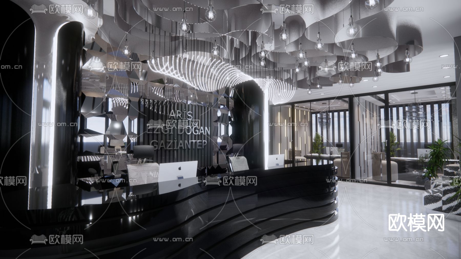 高级灰美容院su模型下载（渲染图6）