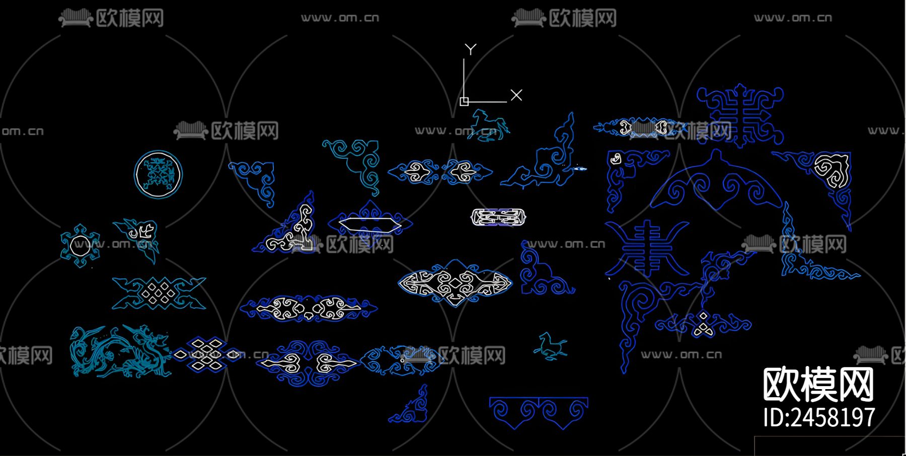 蒙氏花纹CAD图库下载（渲染图2）