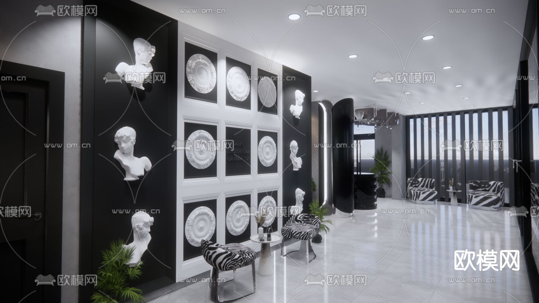 高级灰美容院su模型下载（渲染图2）