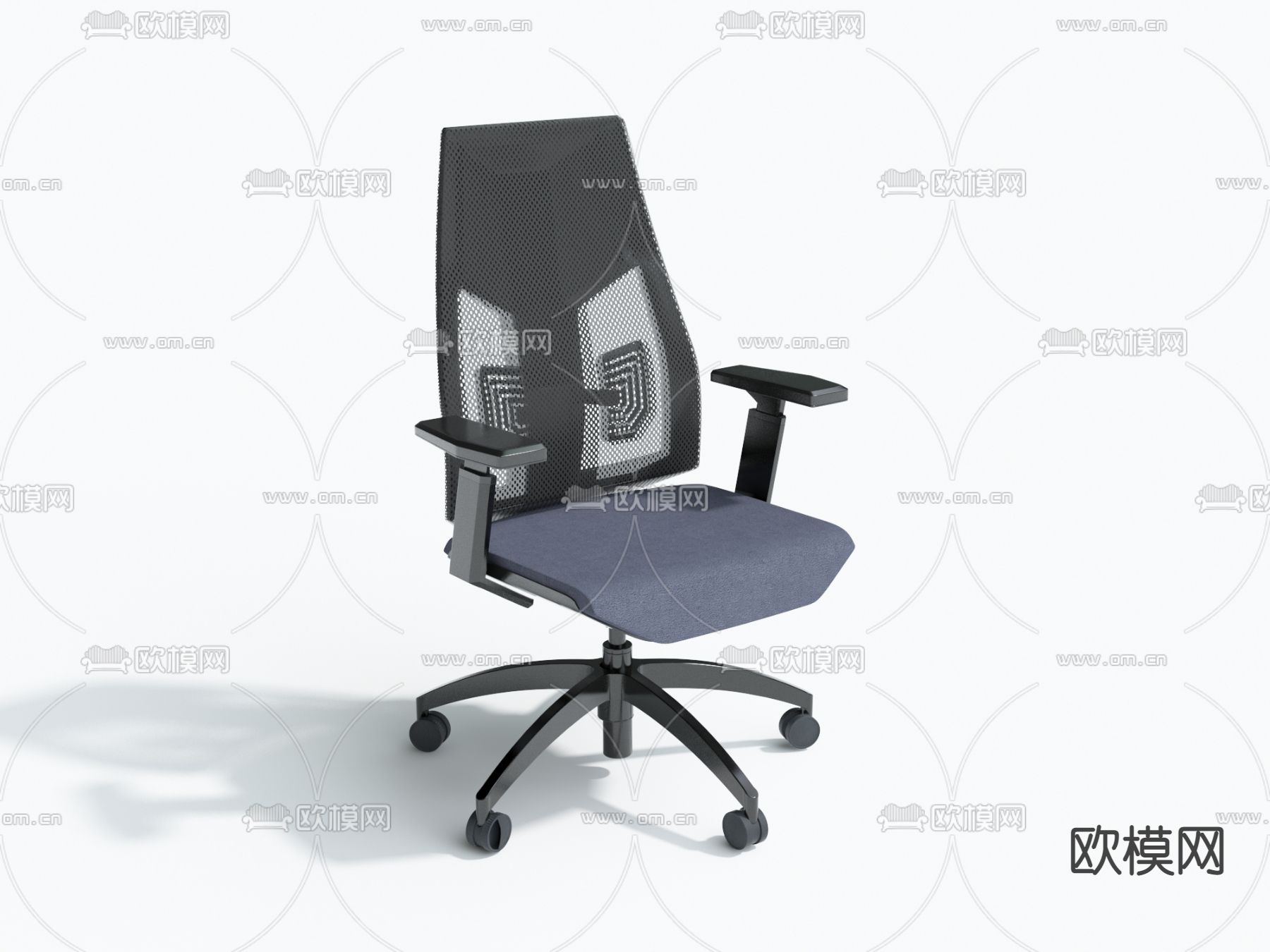 网布办公椅 班前椅 职员椅3d模型下载（渲染图3）