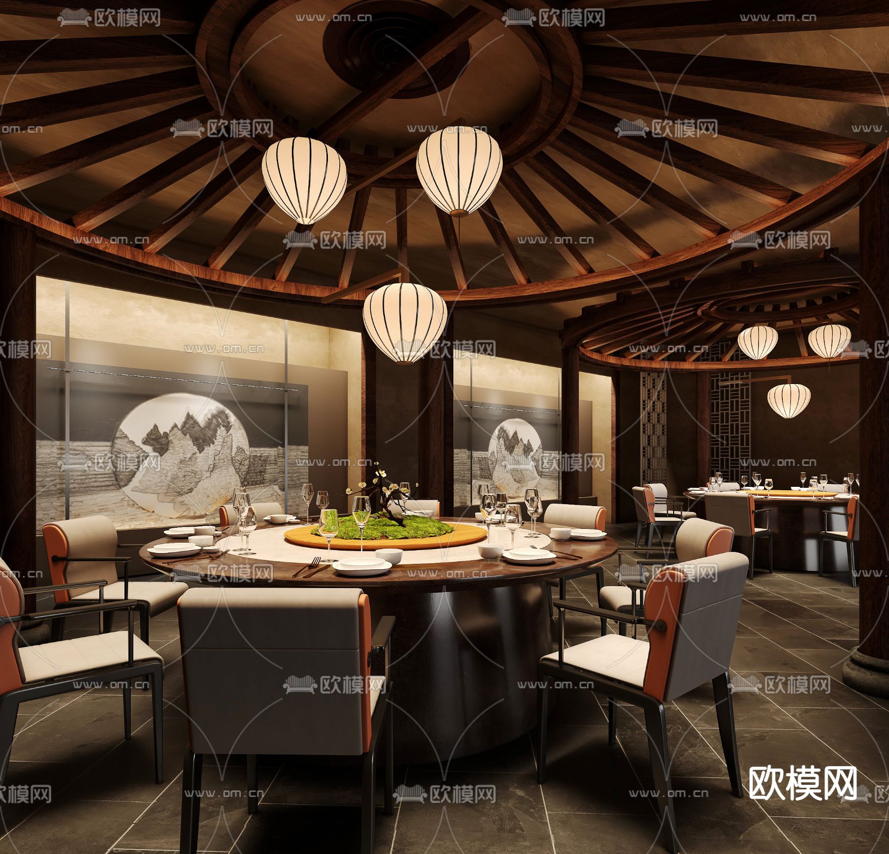 中餐厅包房 包厢 包间3d模型下载