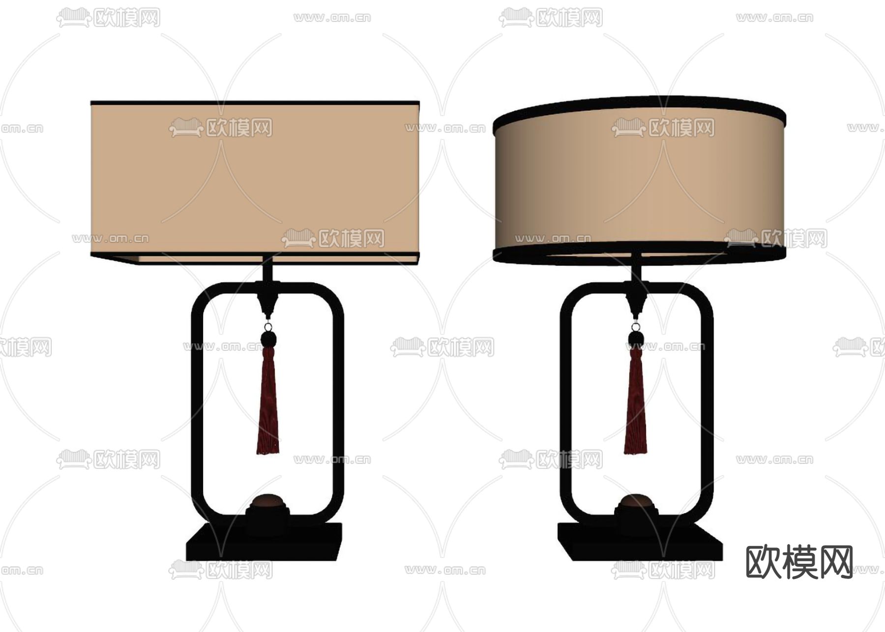 新中式台灯su模型下载（渲染图2）