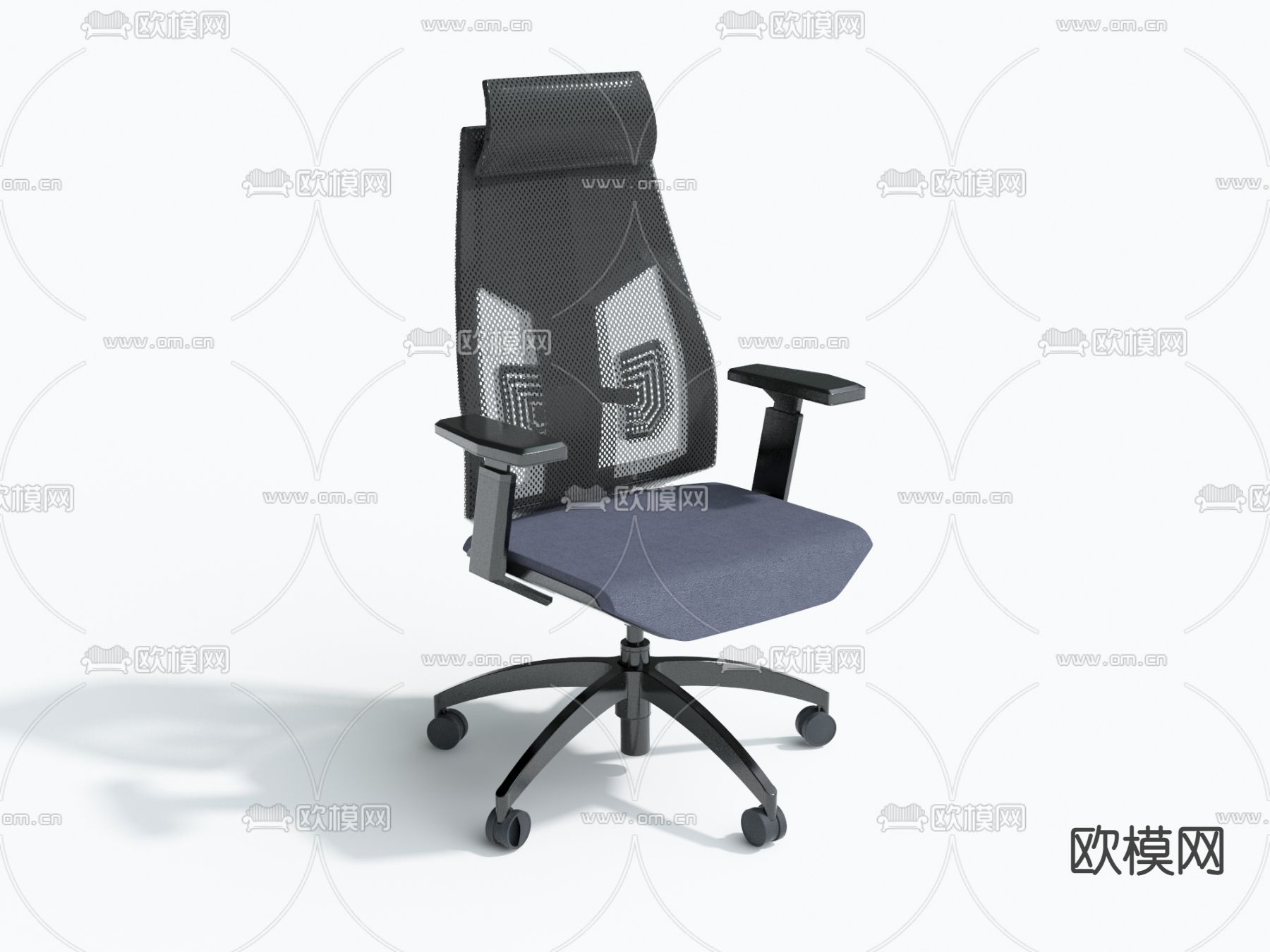 网布办公椅 班前椅 职员椅3d模型下载（渲染图4）