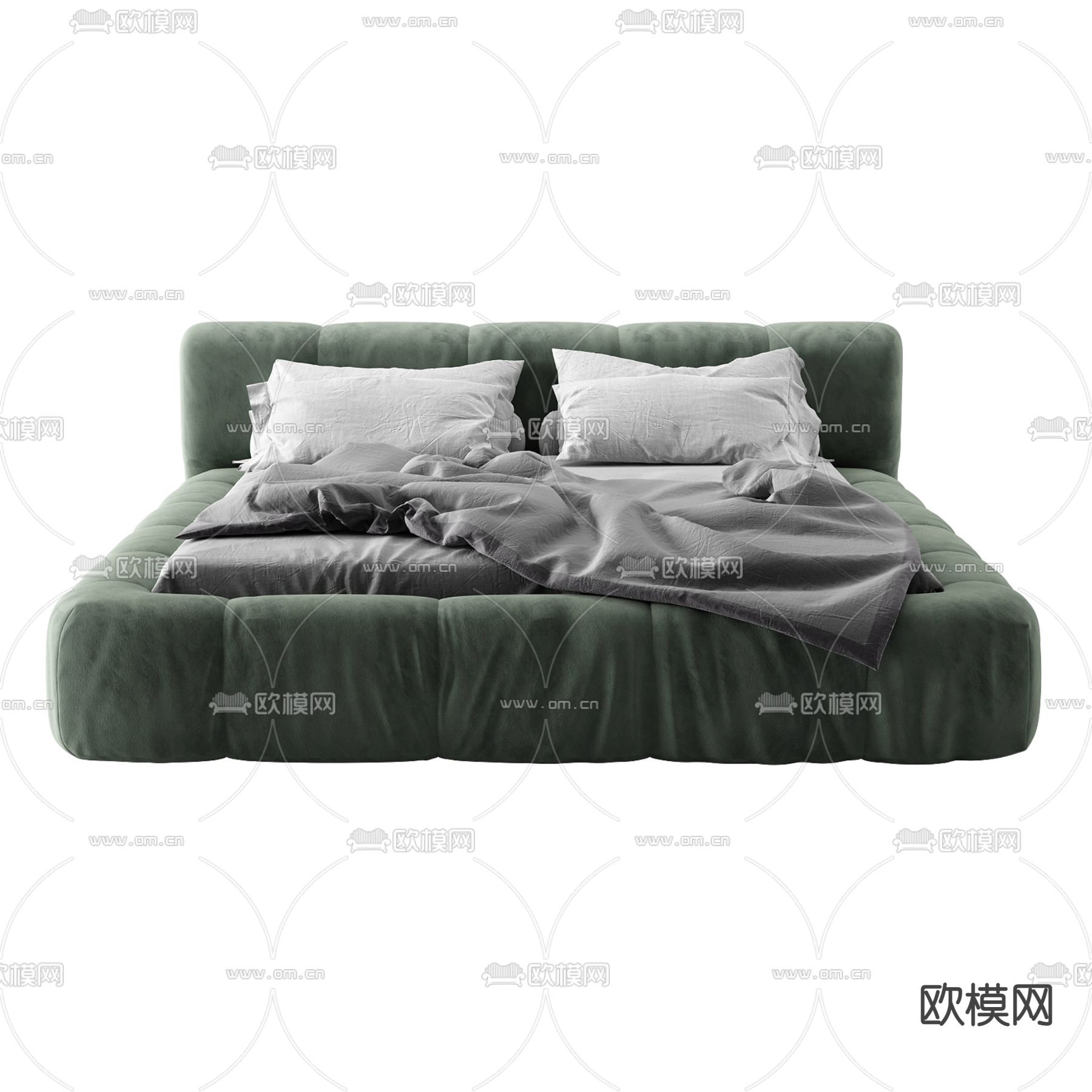现代轻奢创意双人床免费3d模型下载