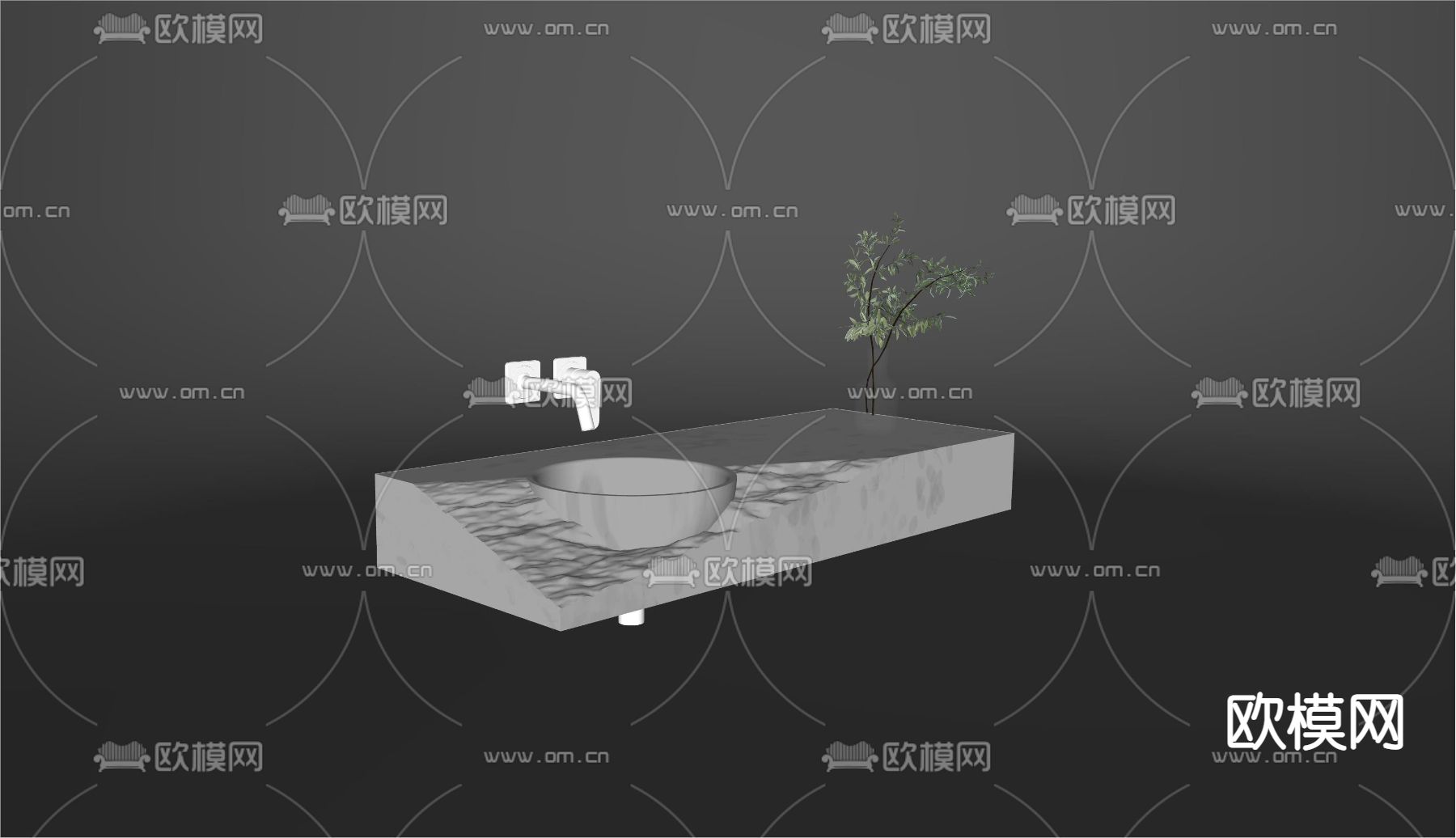现代洗手盆 台盆su模型下载