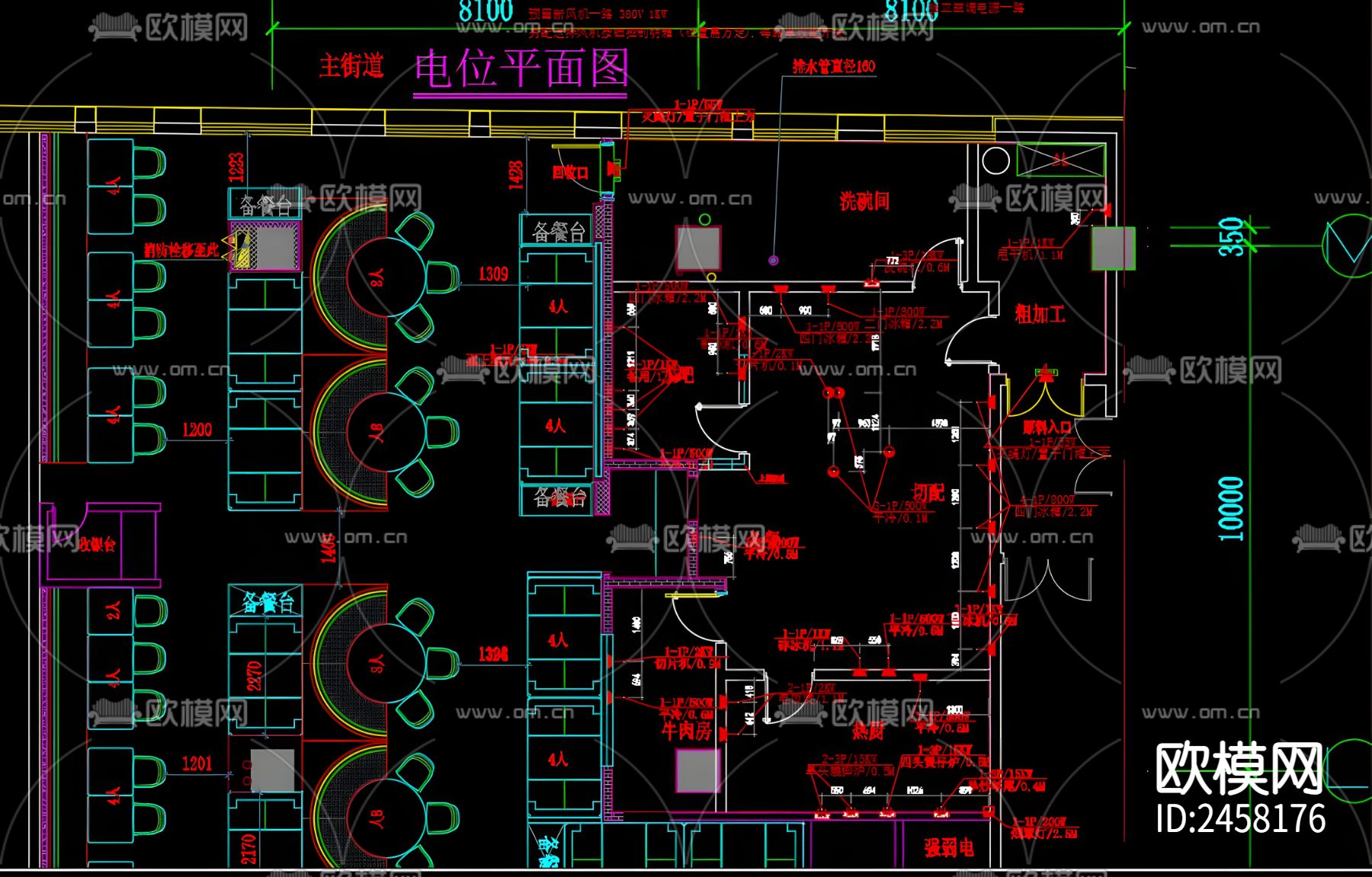 厨房水电CAD施工图下载（渲染图3）