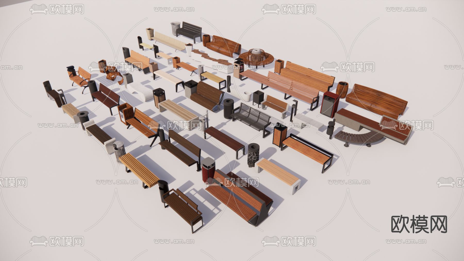 现代户外公共椅su模型下载