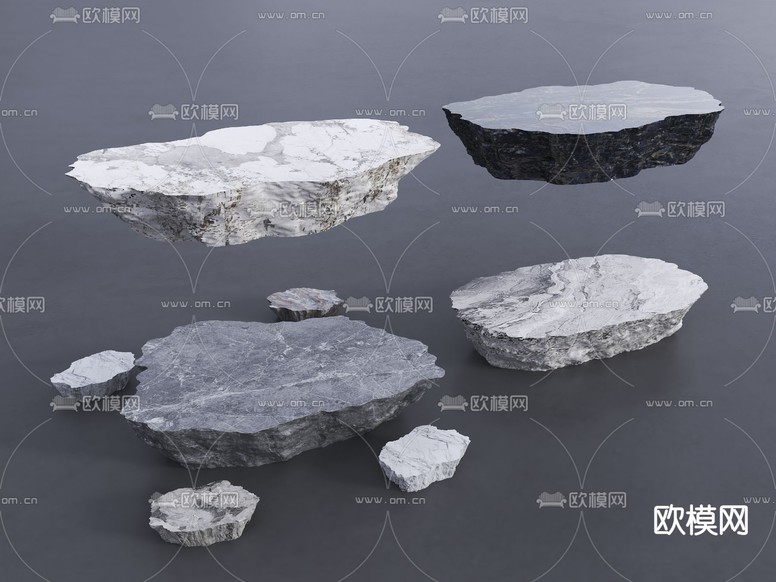 现代石头桌椅3d模型下载