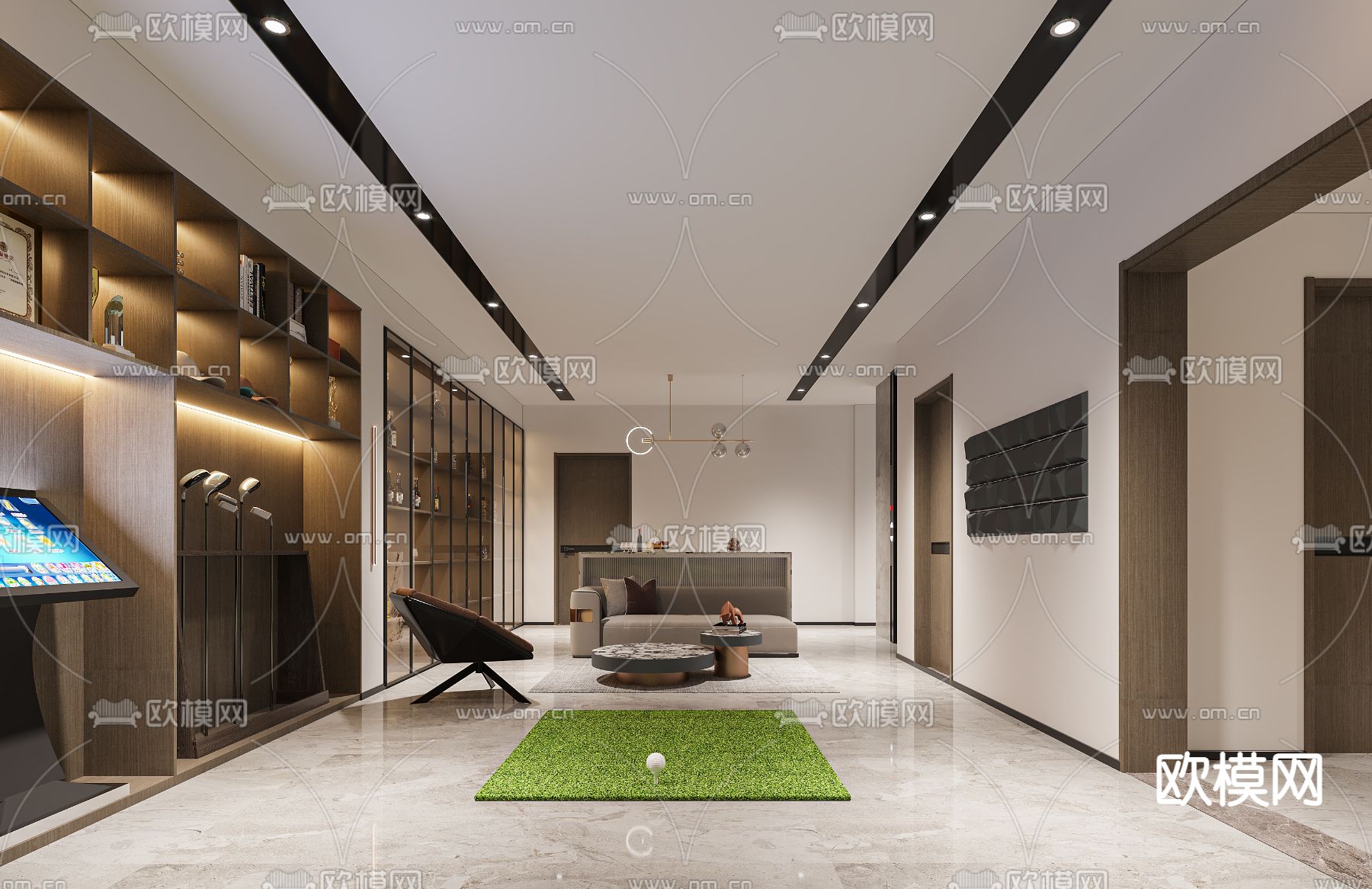 现代影音室 视听室3d模型下载（渲染图1）