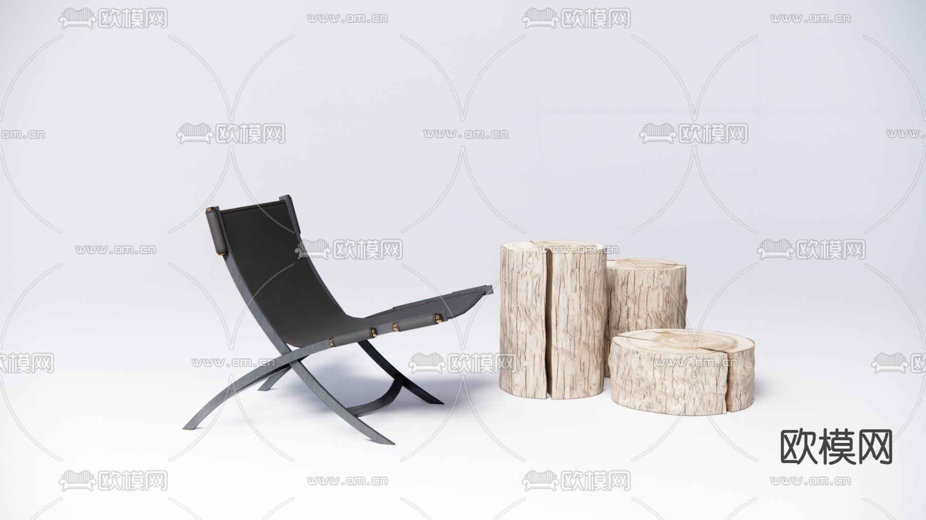 现代户外休闲椅 折叠椅su模型下载（渲染图1）