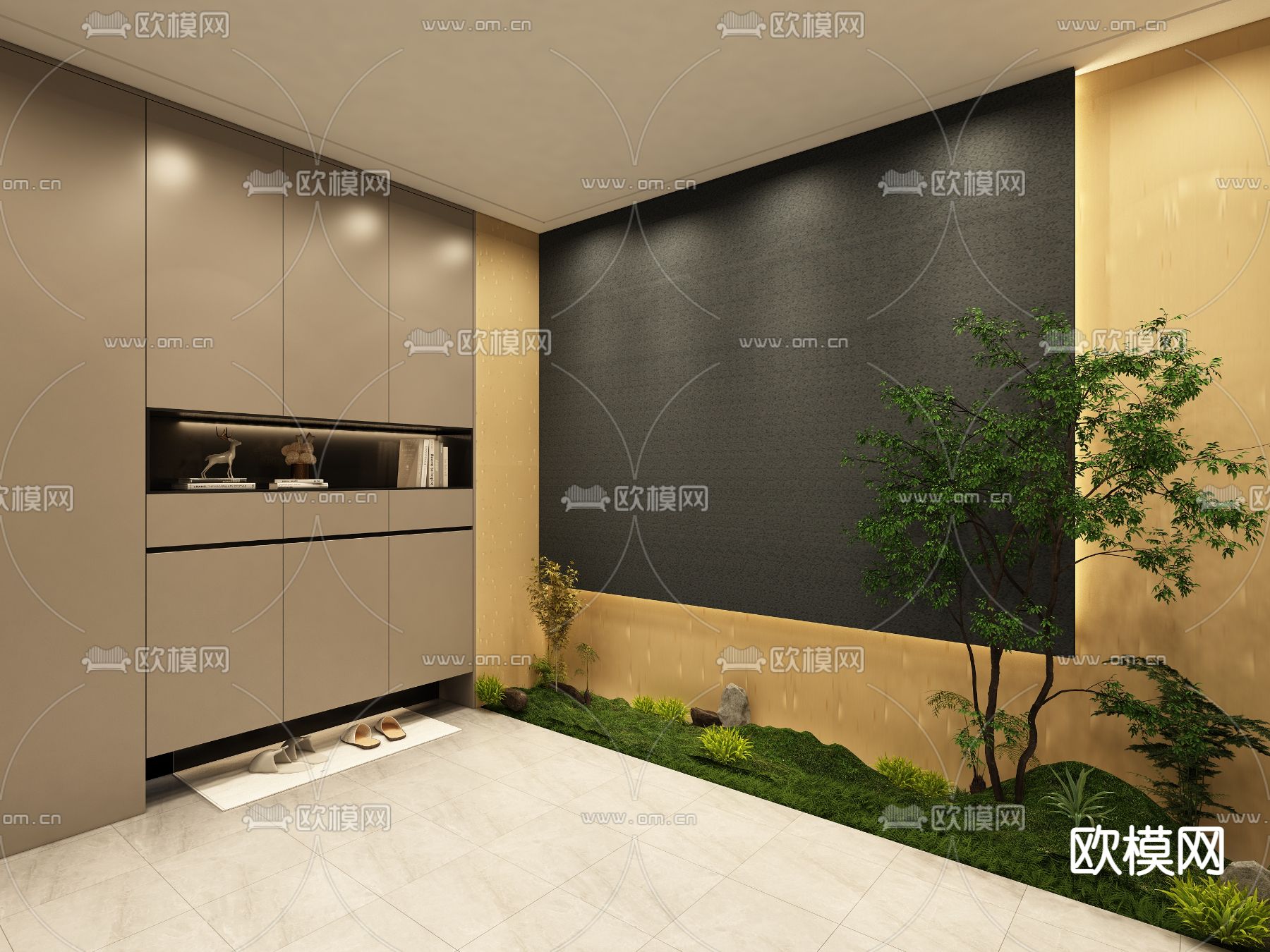 现代玄关免费3d模型下载（渲染图2）