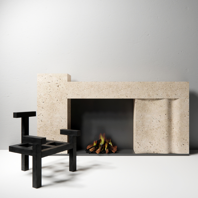  侘寂风壁炉 火炉su模型 