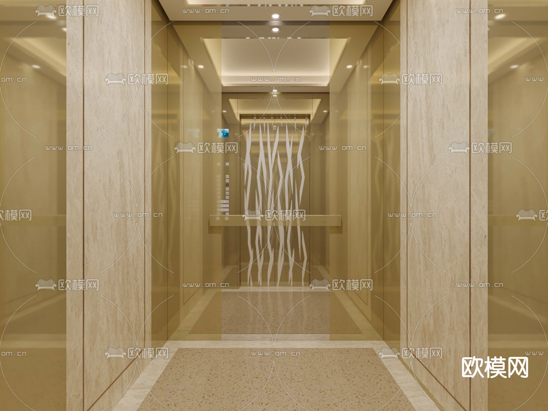 轻奢电梯厅免费3d模型下载