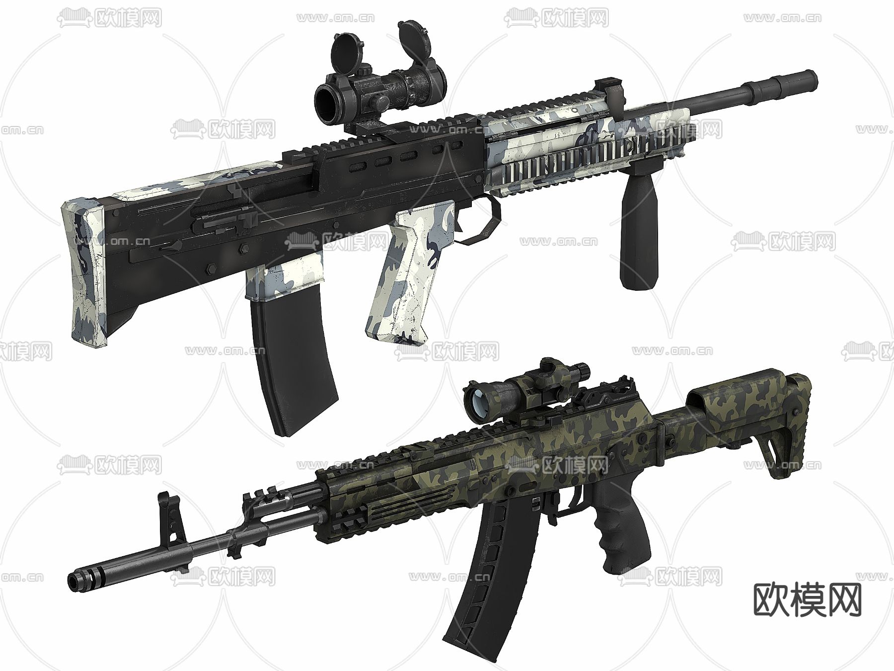 冲锋枪 步枪 狙击枪su模型下载（渲染图1）