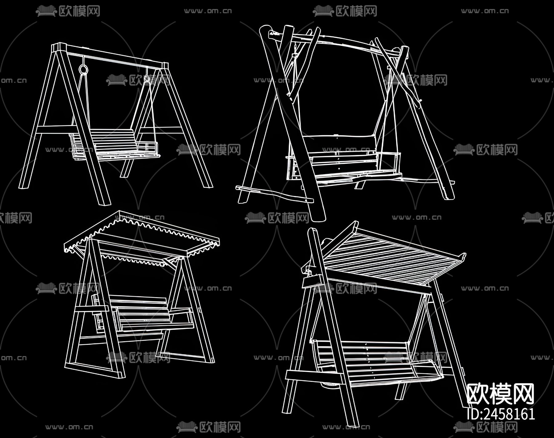 户外秋千CAD图库下载（渲染图2）