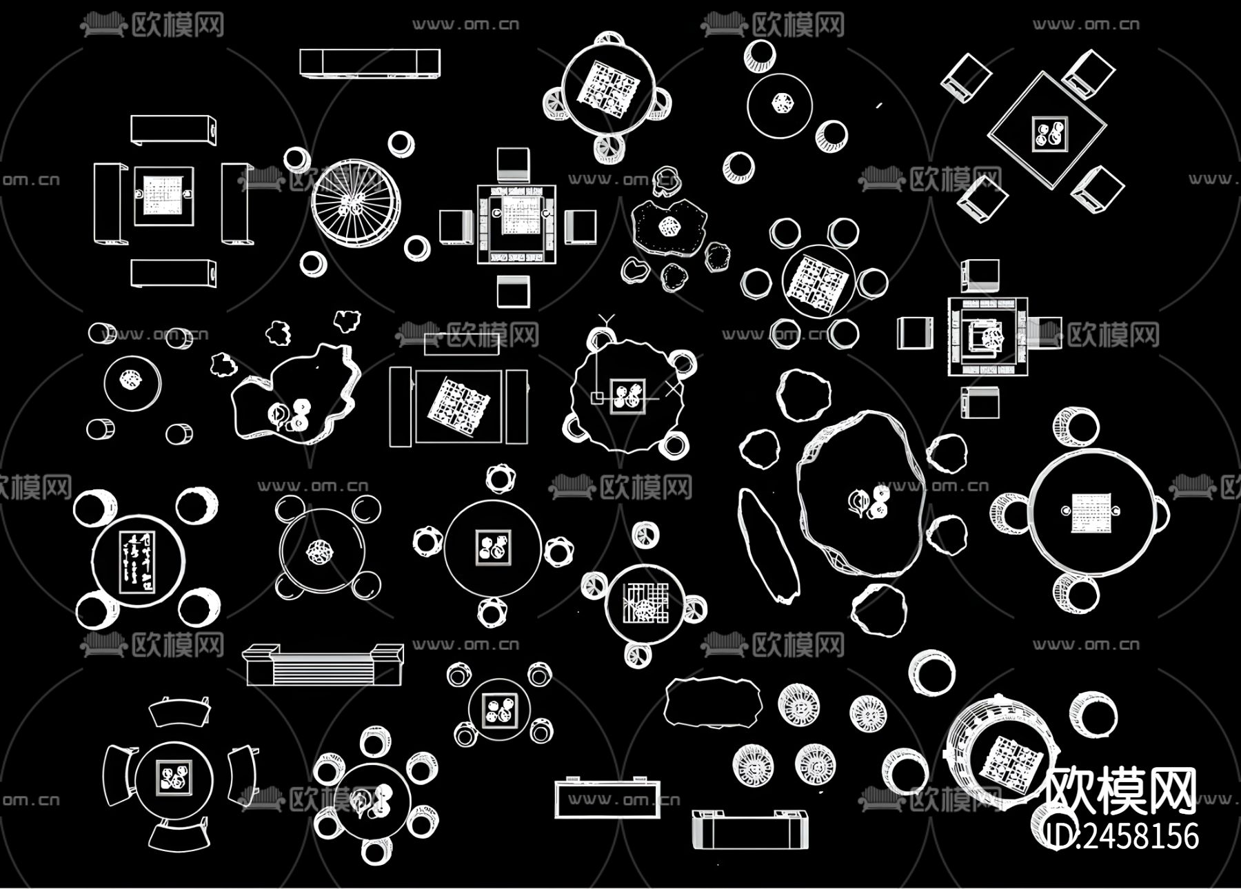 新中式石座椅CAD图库下载（渲染图1）