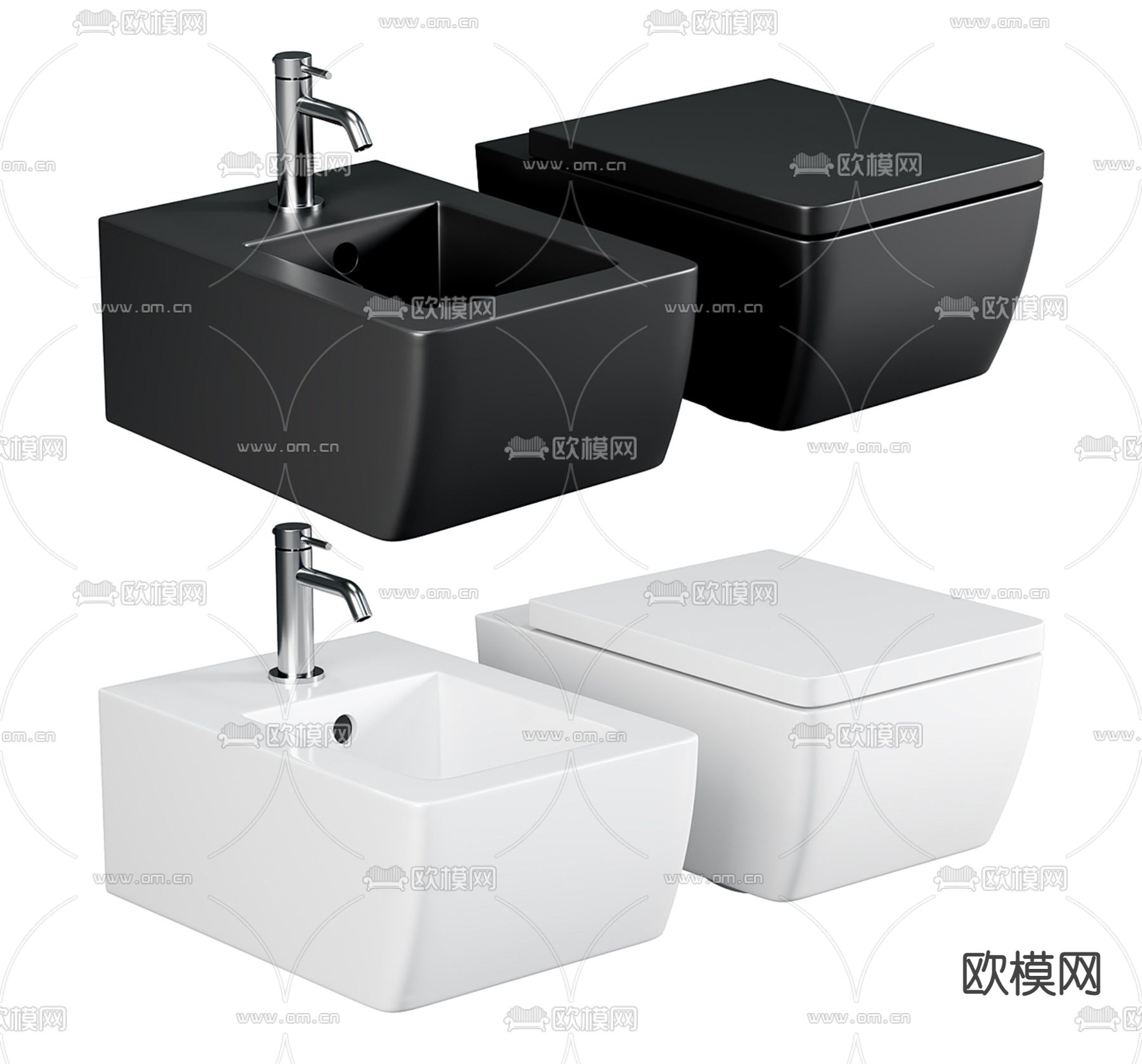 现代壁挂马桶 便器su模型