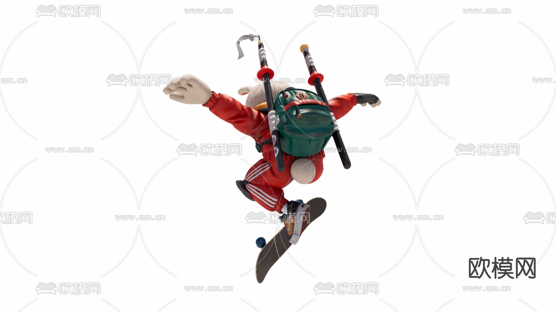 潮玩 兔子手办su模型下载（渲染图2）