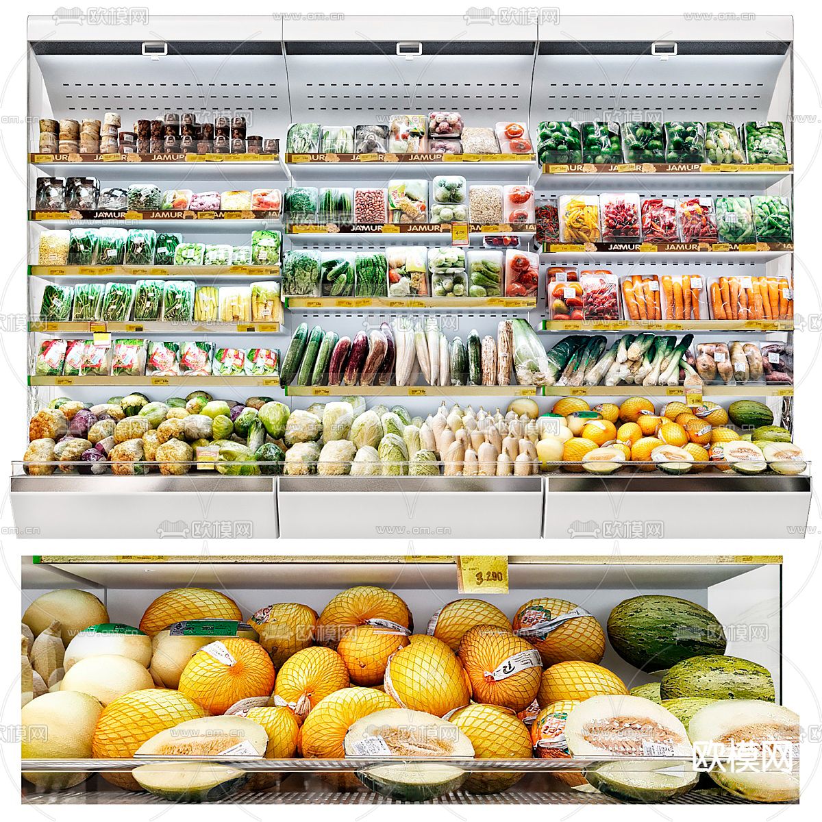 超市冷藏柜 蔬菜保鲜柜su模型下载（渲染图1）
