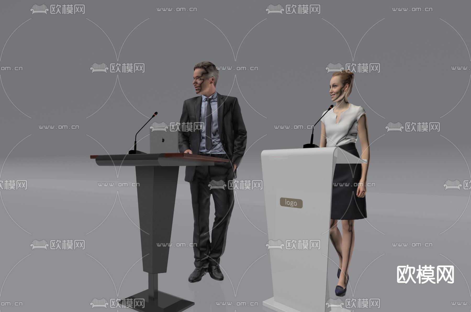 现代演讲台su模型下载（渲染图2）