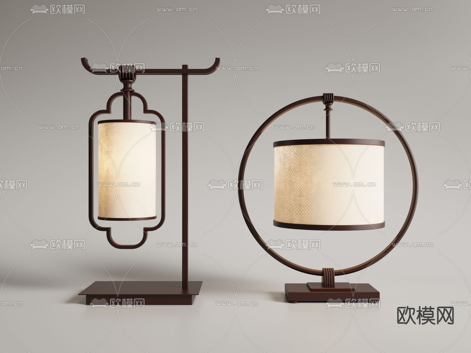新中式台灯su模型下载（渲染图1）