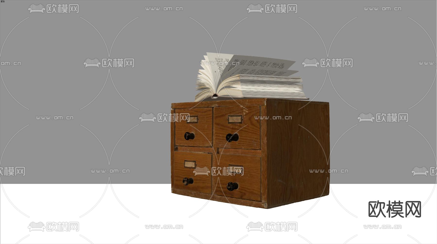 中式边柜 斗柜su模型下载（渲染图2）