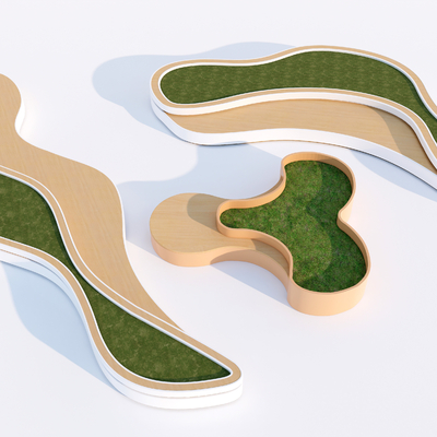  现代景观树池 景观座椅su模型 