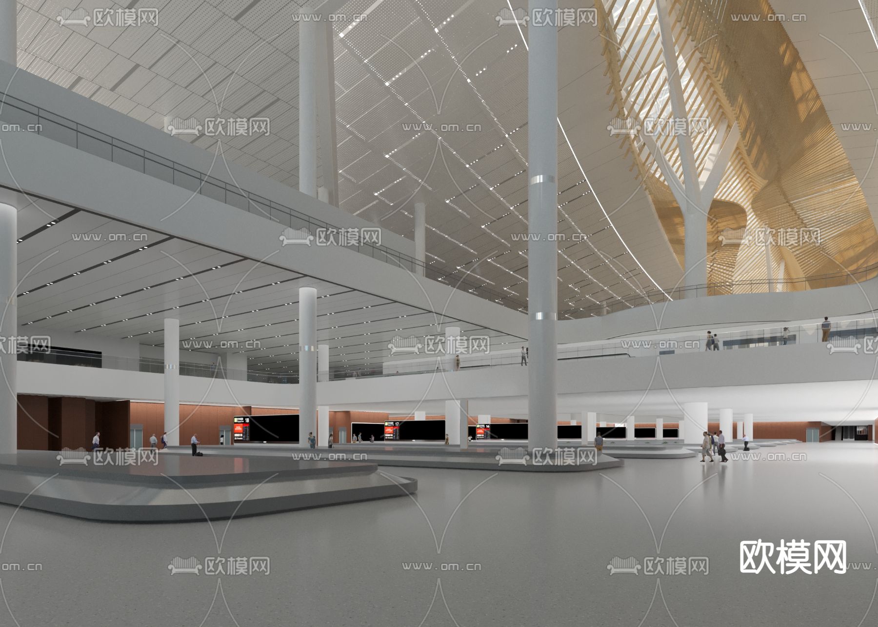 机场室内行李厅出入口3d模型下载