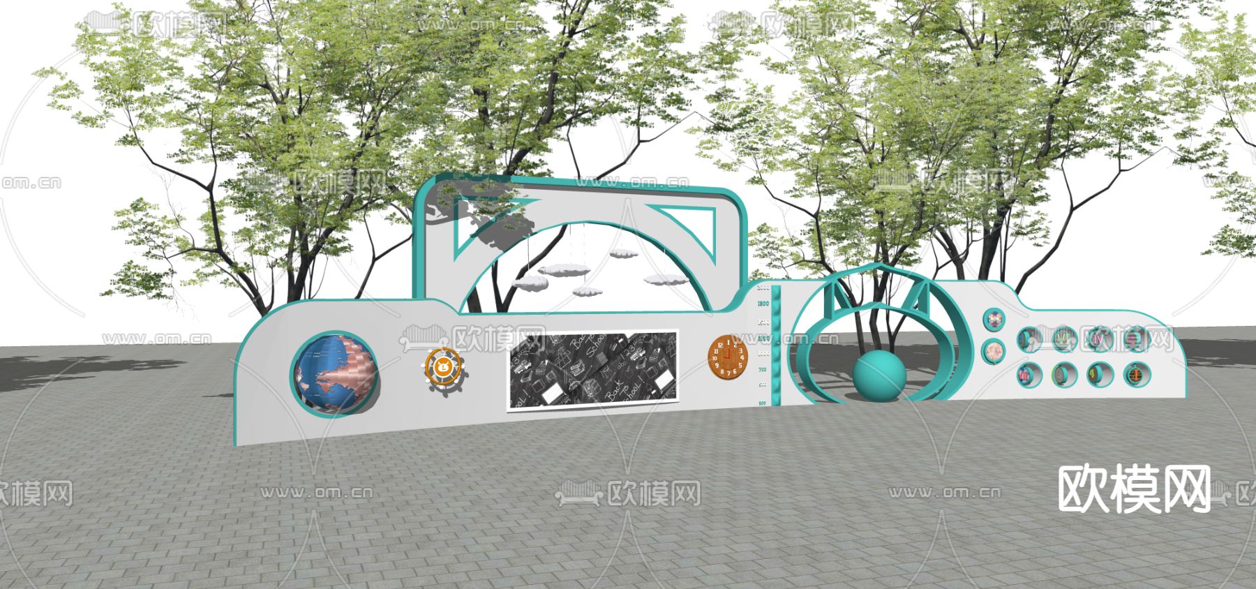 儿童互动景墙su模型下载（渲染图2）
