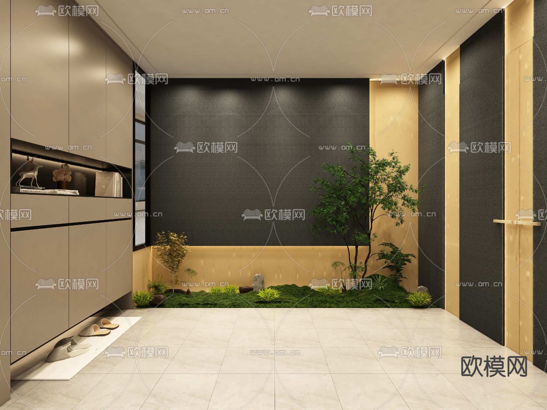 现代玄关免费3d模型下载（渲染图1）