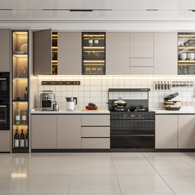  现代厨房 橱柜su模型 