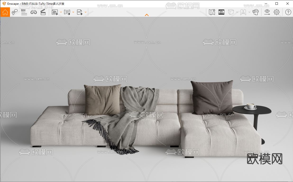 B&B ITALIA Tufty Time 软体沙发su模型下载（渲染图2）