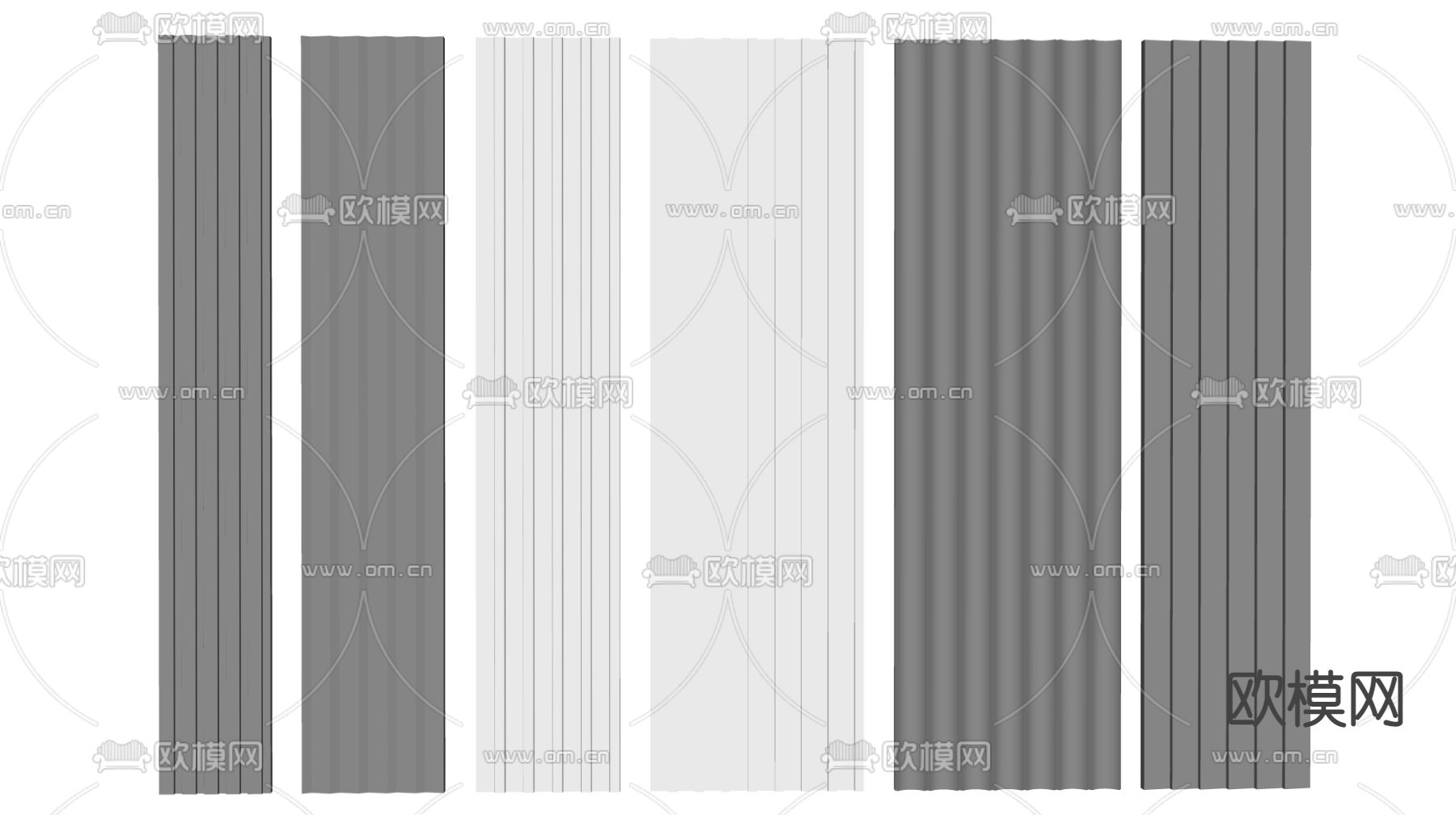 现代护墙板 波浪板su模型下载（渲染图2）