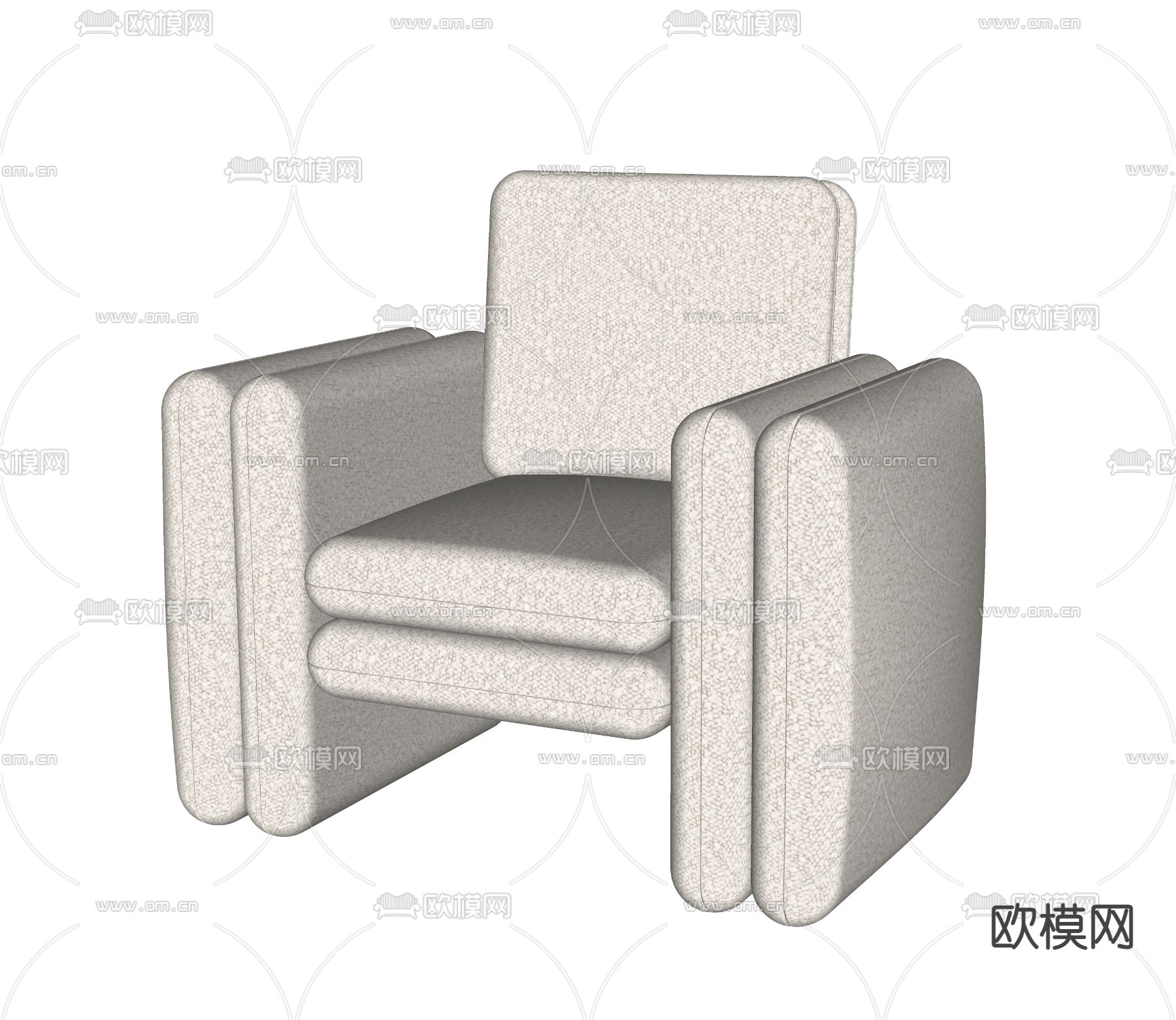 奶油风休闲椅子su模型下载（渲染图2）