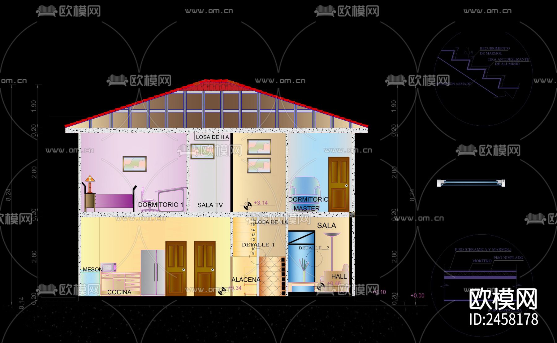 别墅CAD彩平图下载（渲染图3）