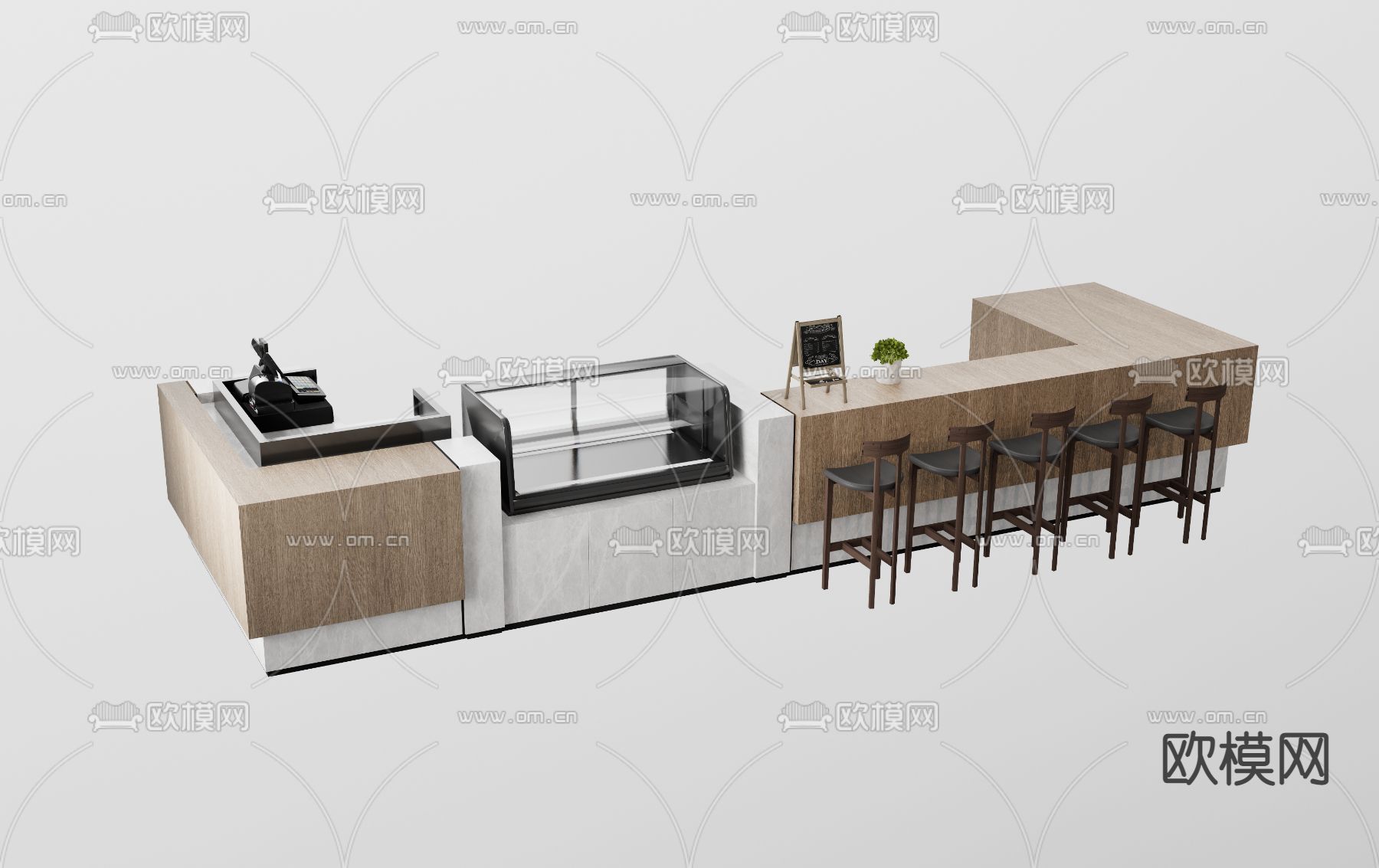 水吧台 收银台su模型下载（渲染图1）
