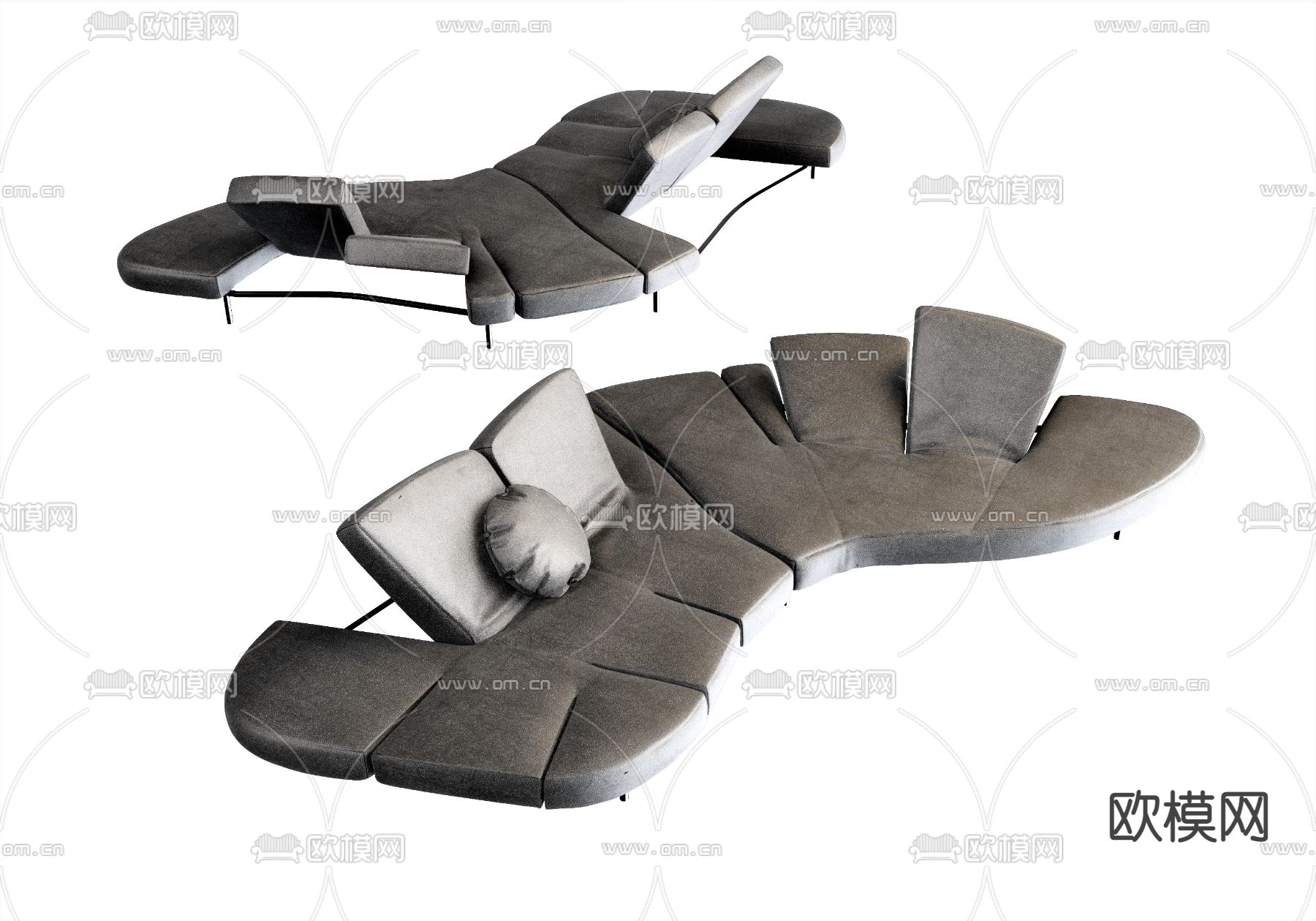北欧异形沙发su模型下载（渲染图1）